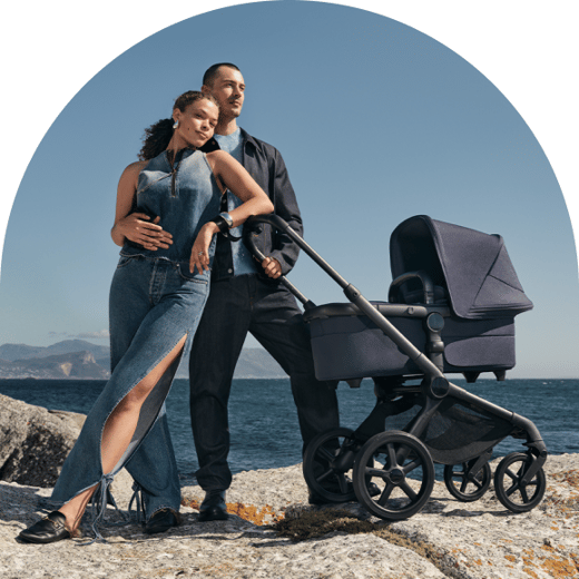 Parents out walking with a pram