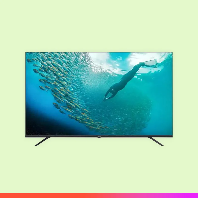 Flat-screen television showing an underwater scene